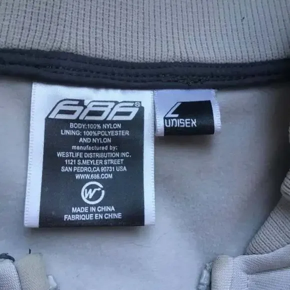 686 Full Zip Bomber Jacket with Pockets Eggshell color logo unisex